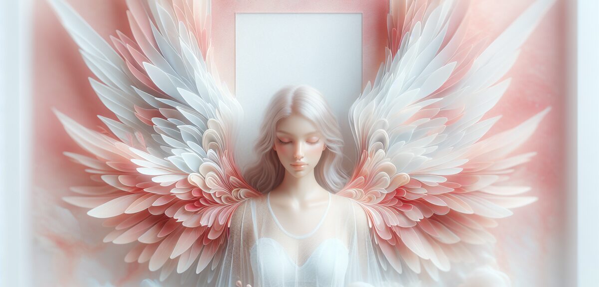 Soft dreamy profile icon examples with pastel colors, angel wings motif, gentle aesthetic, no text, 